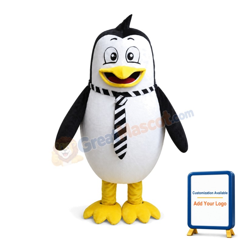 Cartoon Penguin Mascot Costume With A Tie
