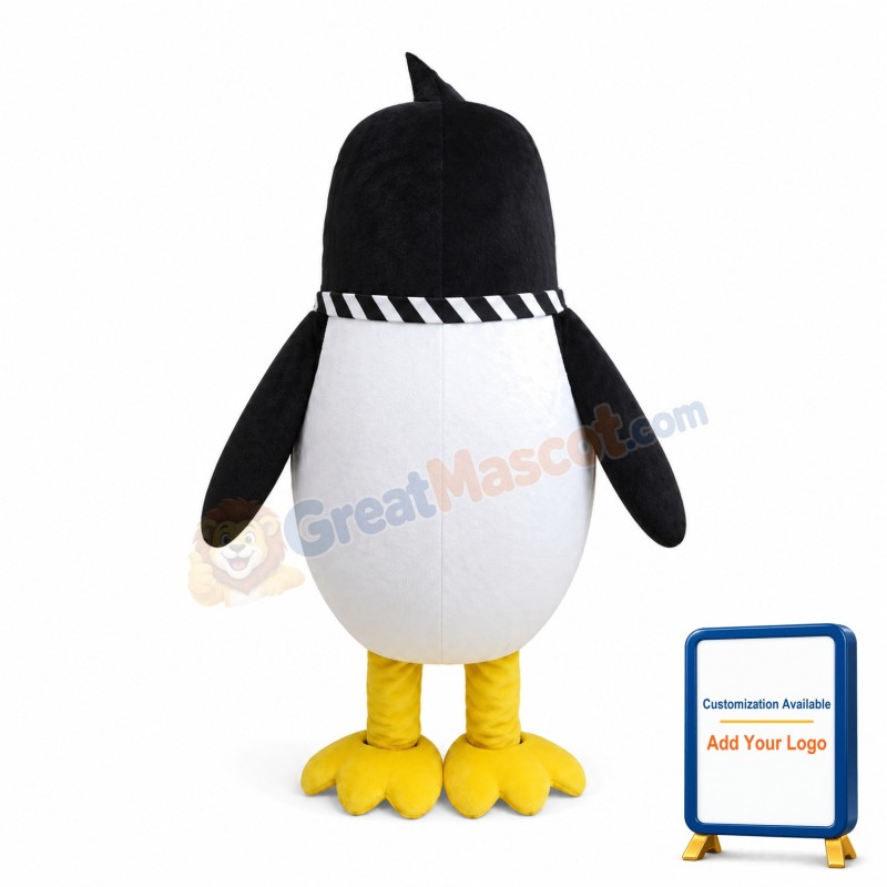 Cartoon Penguin Mascot Costume With A Tie