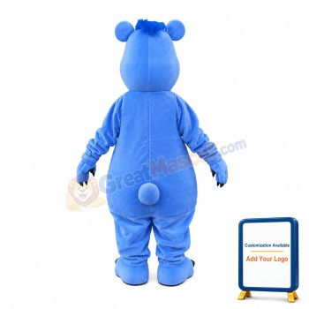 Cartoon Soccer Blue Bear Mascot Adult Costume