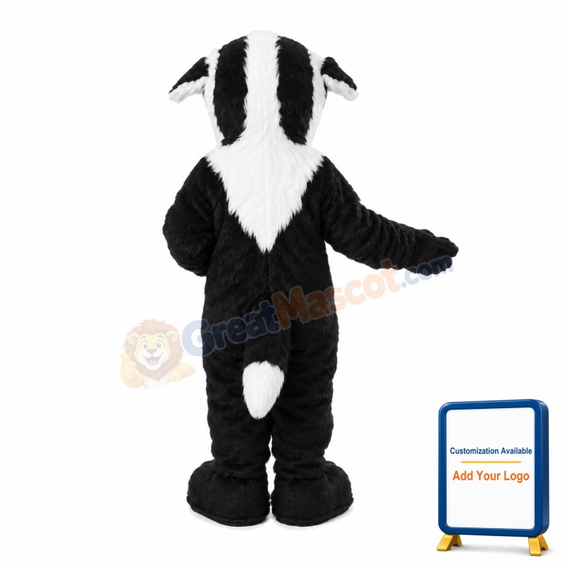 Howling Black & White Dog Long Wool Mascot Costume