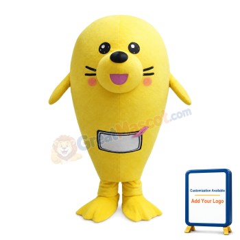 Cute Cartoon Yellow Sea Lion Mascot Costume
