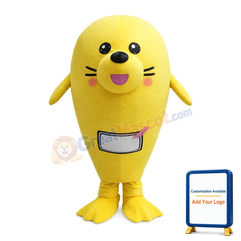 Cute Cartoon Yellow Sea Lion Mascot Costume