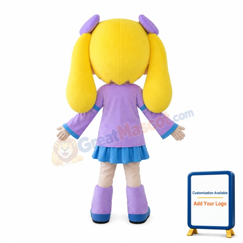 Sweet Girl In Purple Suit Mascot Costume