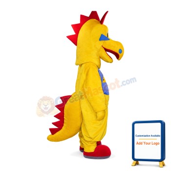 Yellow Big Mouth Dinosaur Mascot Adult Costume