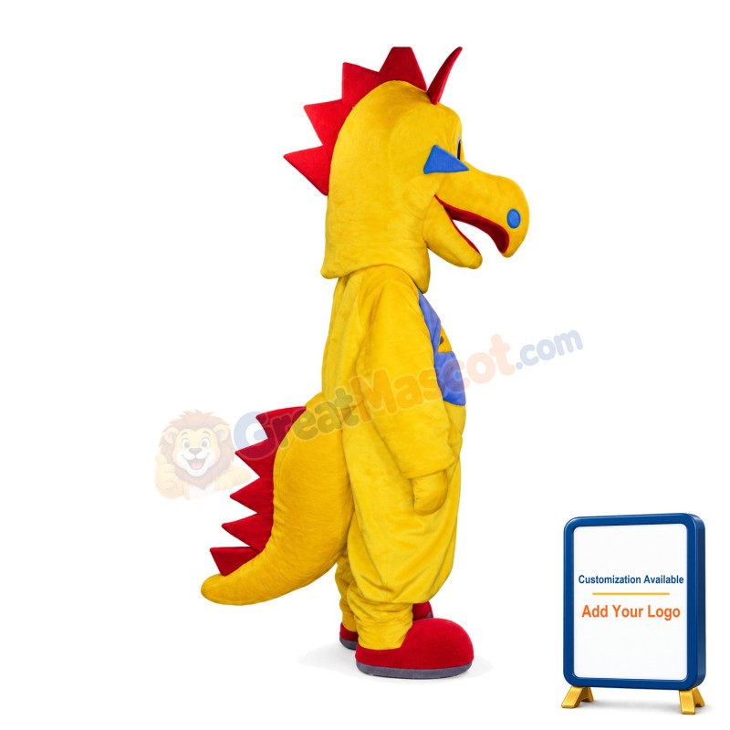 Yellow Big Mouth Dinosaur Mascot Adult Costume