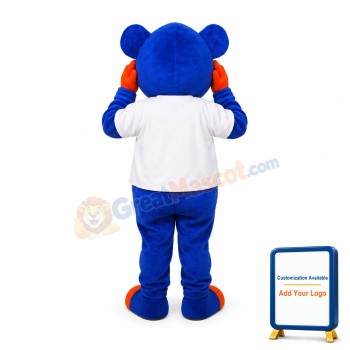 Cartoon Dark Blue Bear Mascot Adult Costume
