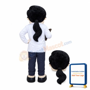 Woman Mascot Costume Wearing Business Suit And Tie