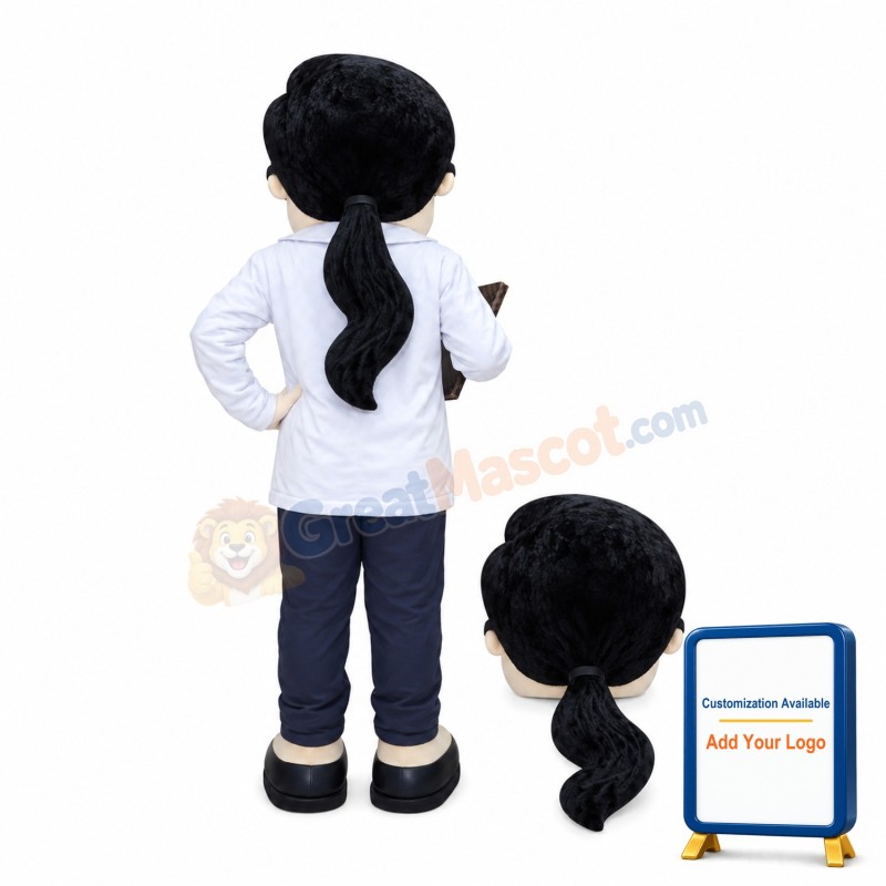 Woman Mascot Costume Wearing Business Suit And Tie