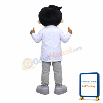 Friendly Young Man In White Suit Mascot Costume