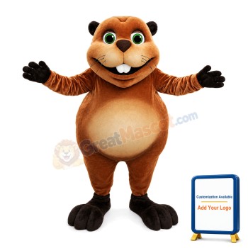 Cute Brown Beaver Mascot Adult Costume