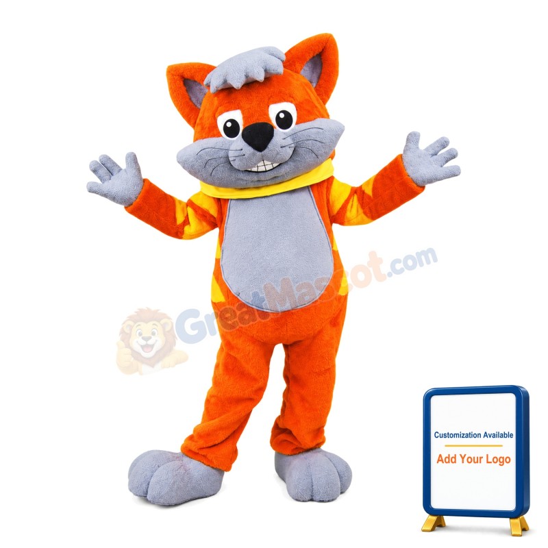 Cute Orange Cat Mascot Adult Costume