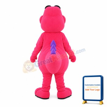 Smiling Pink & Purple Little Dinosaur Mascot Adult Costume