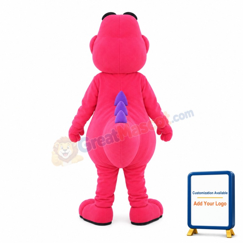 Smiling Pink & Purple Little Dinosaur Mascot Adult Costume