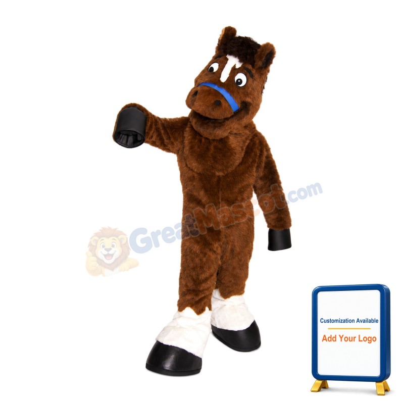 Brown Horse Long Plush Mascot Adult Costume