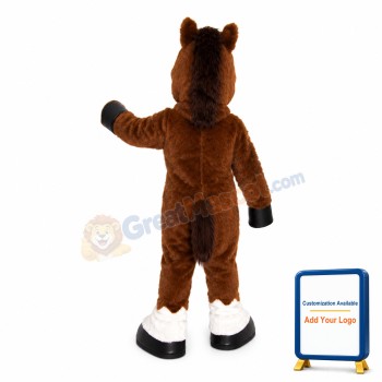 Brown Horse Long Plush Mascot Adult Costume