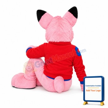 Beautiful Pink Plush Wolf Mascot Adult Costume