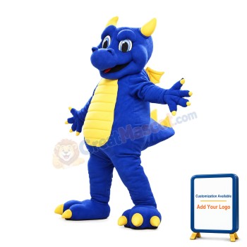 Navy Blue Dragon Mascot Adult Costume 