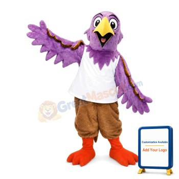 Purple Hawk Mascot Adult Costume