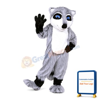 Long Fur Grey Husky Dog Mascot Adult Costume