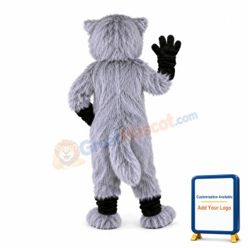 Long Fur Grey Husky Dog Mascot Adult Costume