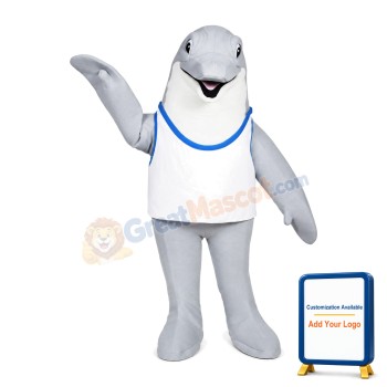 Cute Grey Dolphin Mascot Adult Costume