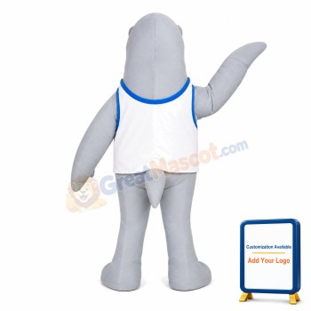 Cute Grey Dolphin Mascot Adult Costume
