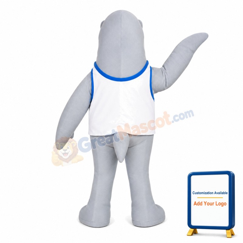 Cute Grey Dolphin Mascot Adult Costume