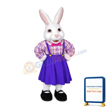 White Lady Easter Bunny Mascot Adult Costume