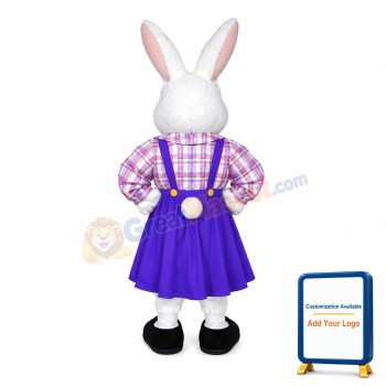 White Lady Easter Bunny Mascot Adult Costume