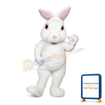White Fuzzy Bunny Mascot Adult Costume