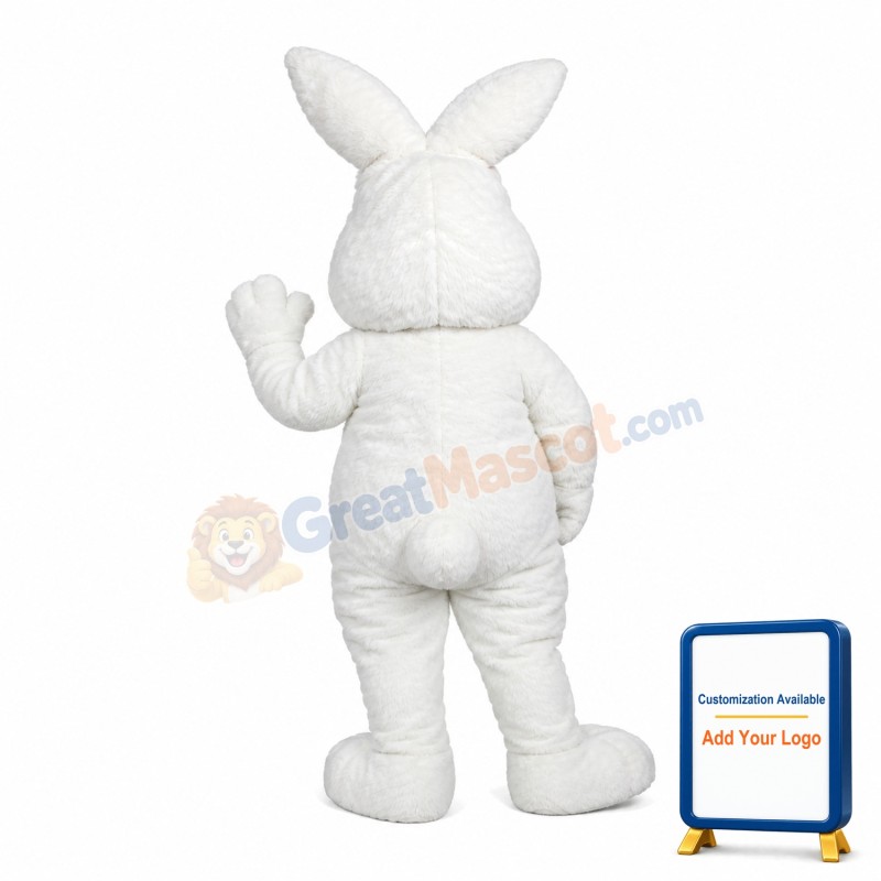 White Fuzzy Bunny Mascot Adult Costume