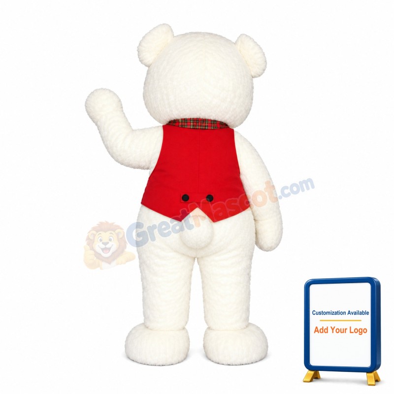 White Teddy Bear Mascot Adult Costume For Holiday Party
