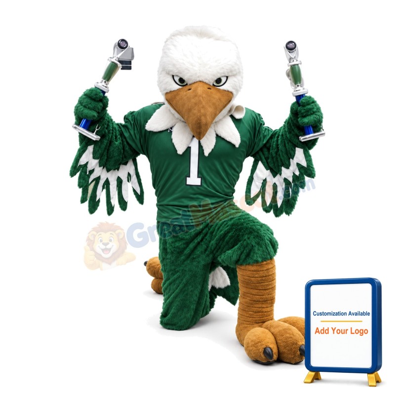 Winning Green Power Eagle Mascot Adult Costume