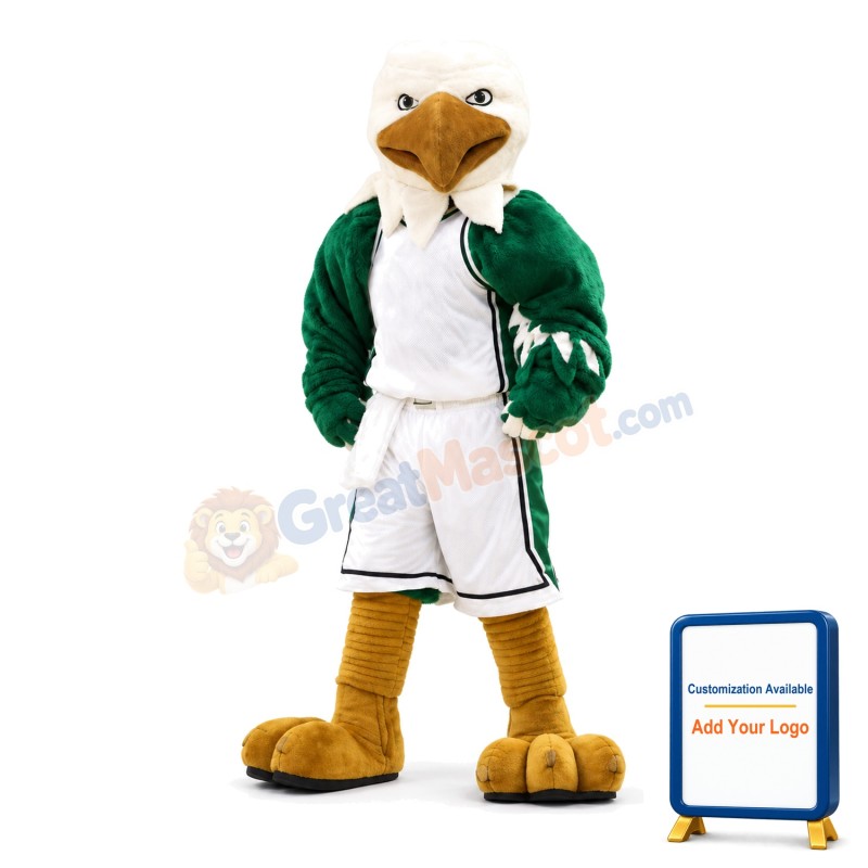 College Basketball Green Power Eagle Mascot Adult Costume