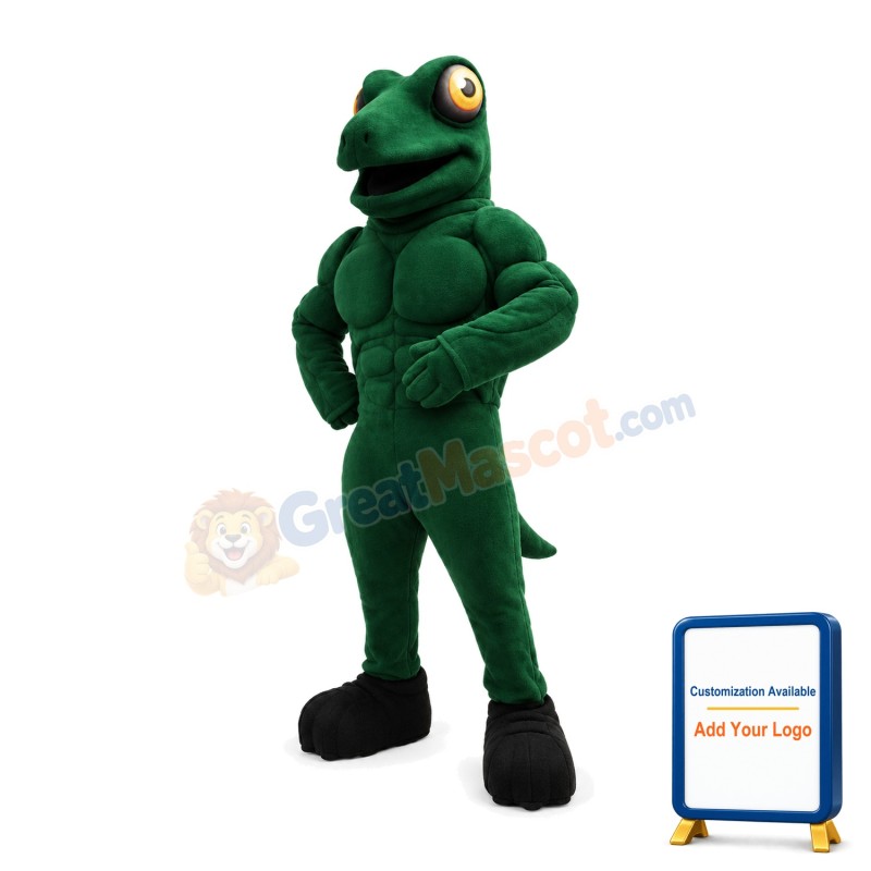 Power Green Lizard Mascot Adult Costume