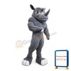 Power Grey Rhino Mascot Adult Costume