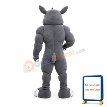 Power Grey Rhino Mascot Adult Costume