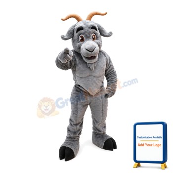 University Power Gray Goat Mascot Costume
