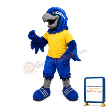 Soccer Blue Hawk Mascot Costume