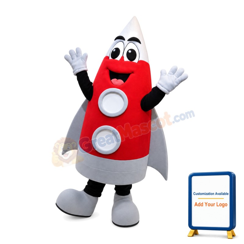 Red Cartoon Rocket Lightweight Mascot Adult Costume