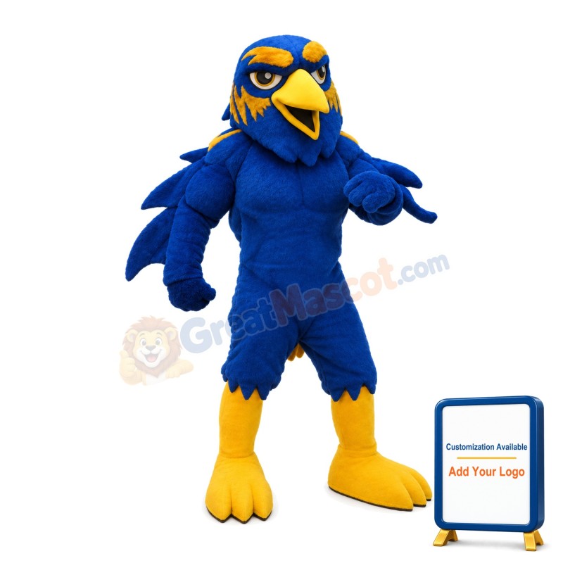 Power Blue Raven Mascot Adult Costume