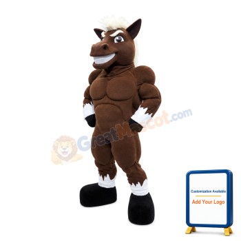 Power Brown Mustang Animal Mascot Costume