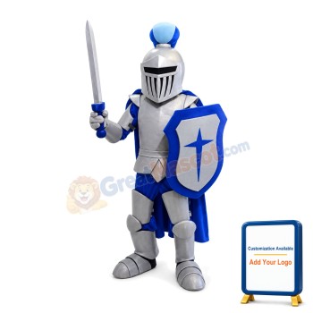 Blue & Silver Armor Knight Mascot Costume