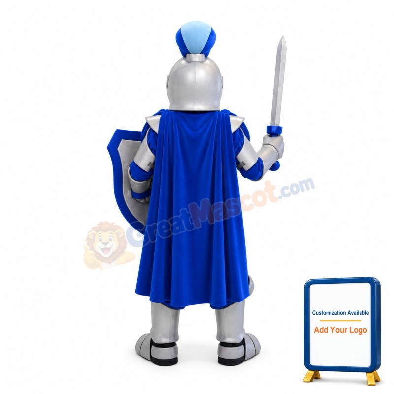 Blue & Silver Armor Knight Mascot Costume