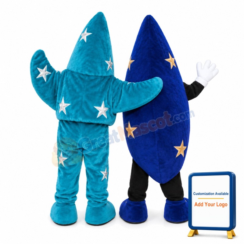 Adult Size Cartoon Dark Blue Moon And Blue Star Mascot Costume