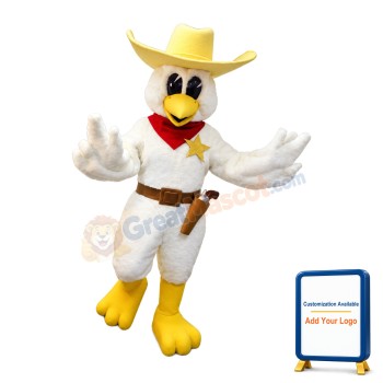 White Chicken Cowboy Mascot Adult Costume
