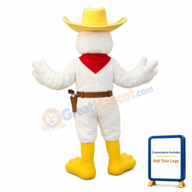 White Chicken Cowboy Mascot Adult Costume