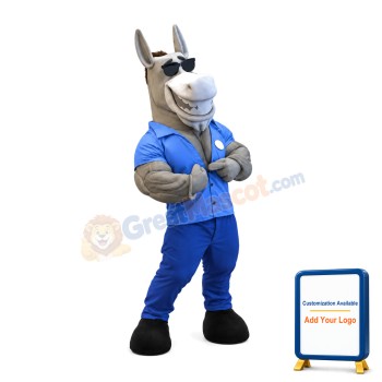 Cool Gray Power Donkey Mascot Costume