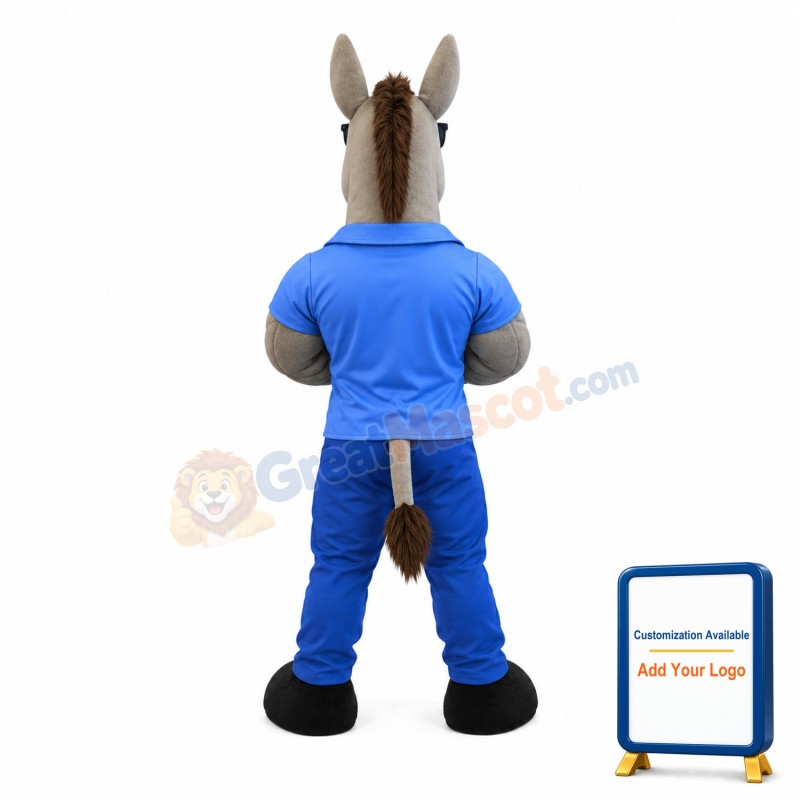 Cool Gray Power Donkey Mascot Costume