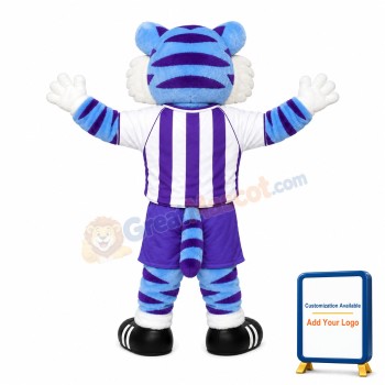 Smiling Blue Tiger Middle School Mascot Costume